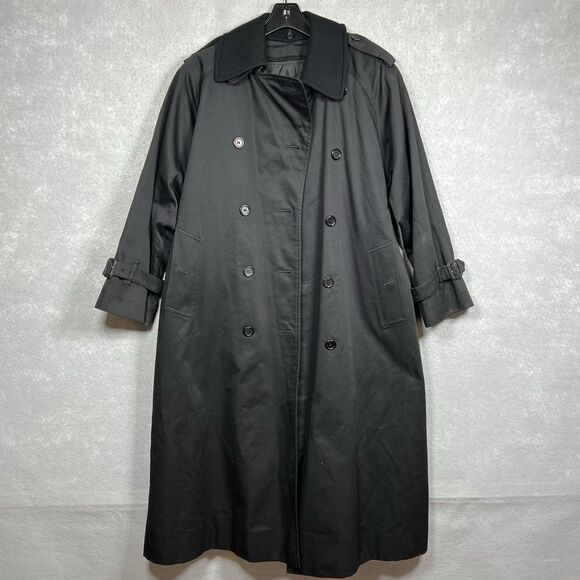 Burberry Trench Coat Womens 8 Black Full Length Nova Check Removable Lining - Picture 5 of 16